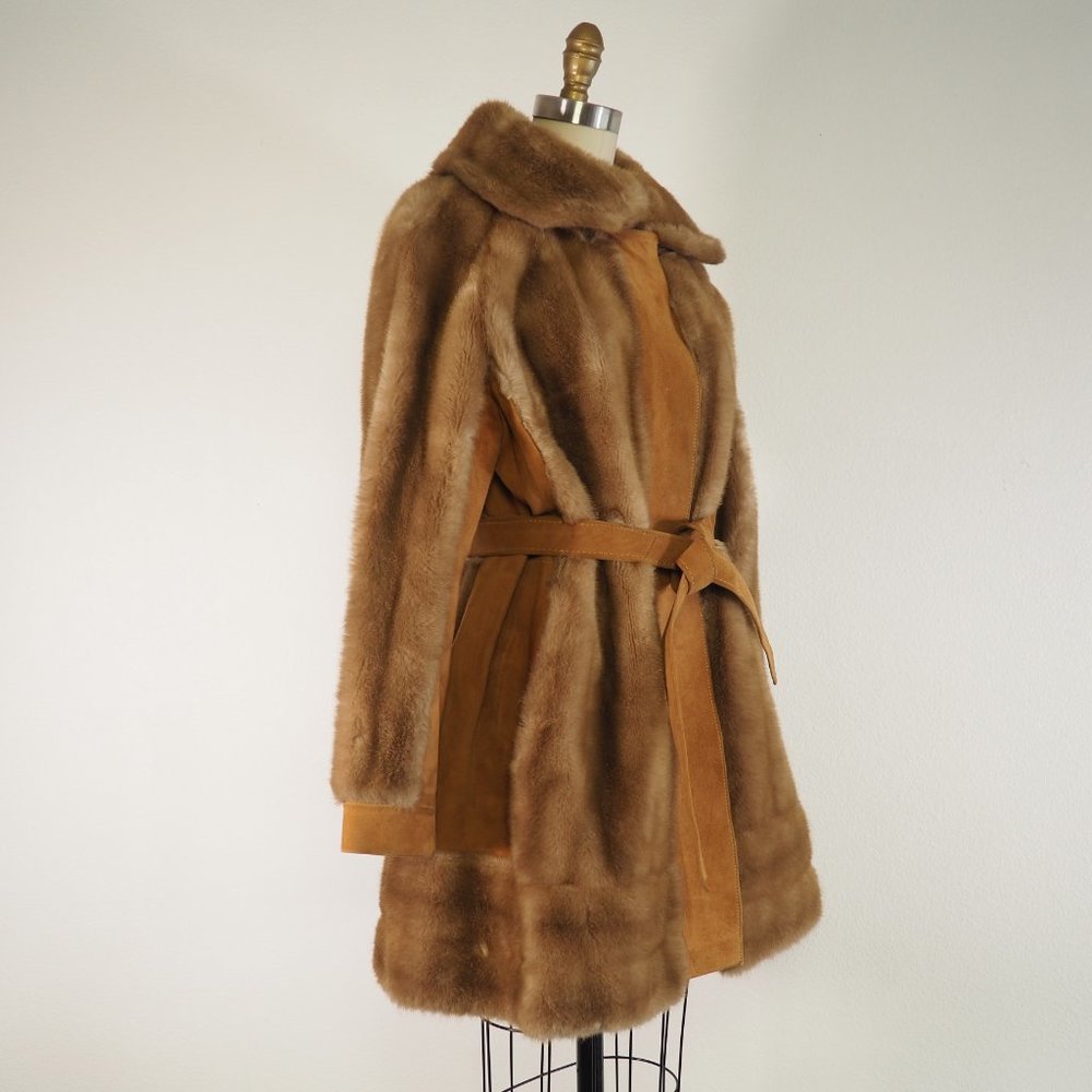 Lilli Ann Vintage 60s Faux Fur Leather Coat - Picture 2 of 8